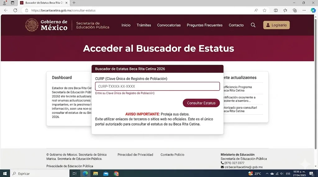 Acceder al Buscador de Estatus