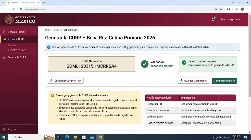 Generar la CURP