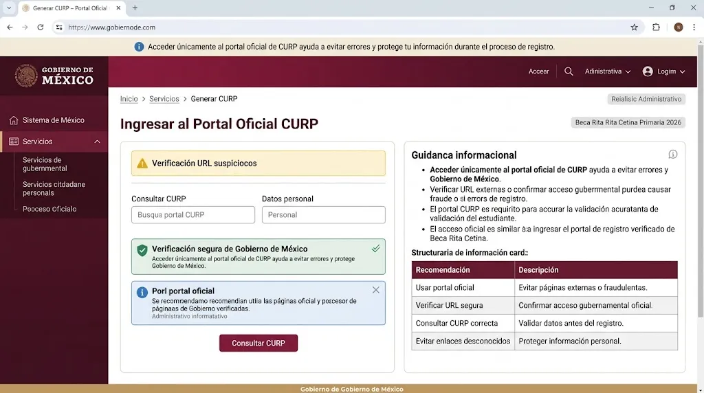 Ingresar al portal oficial CURP