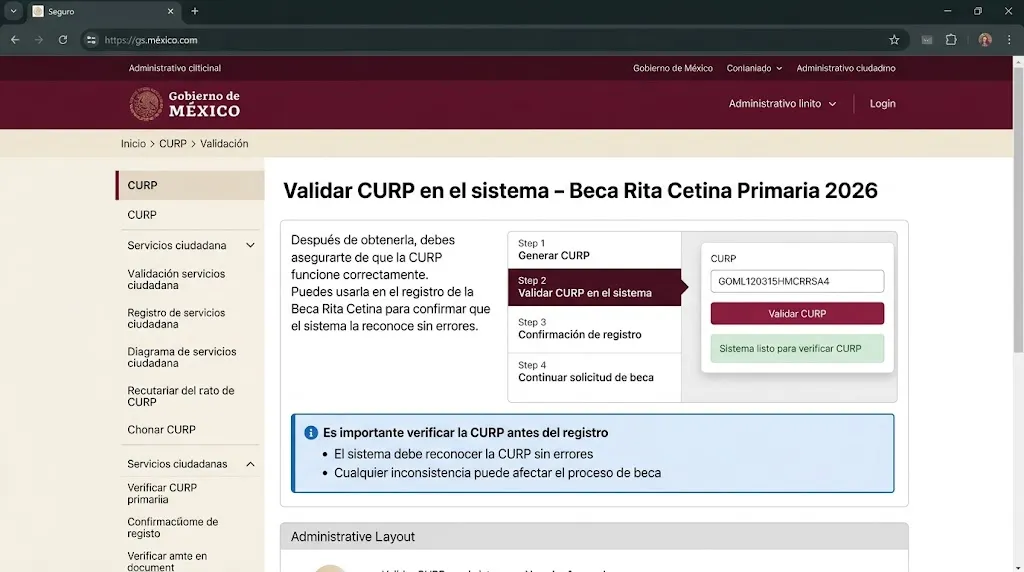 Validar CURP en el sistema
