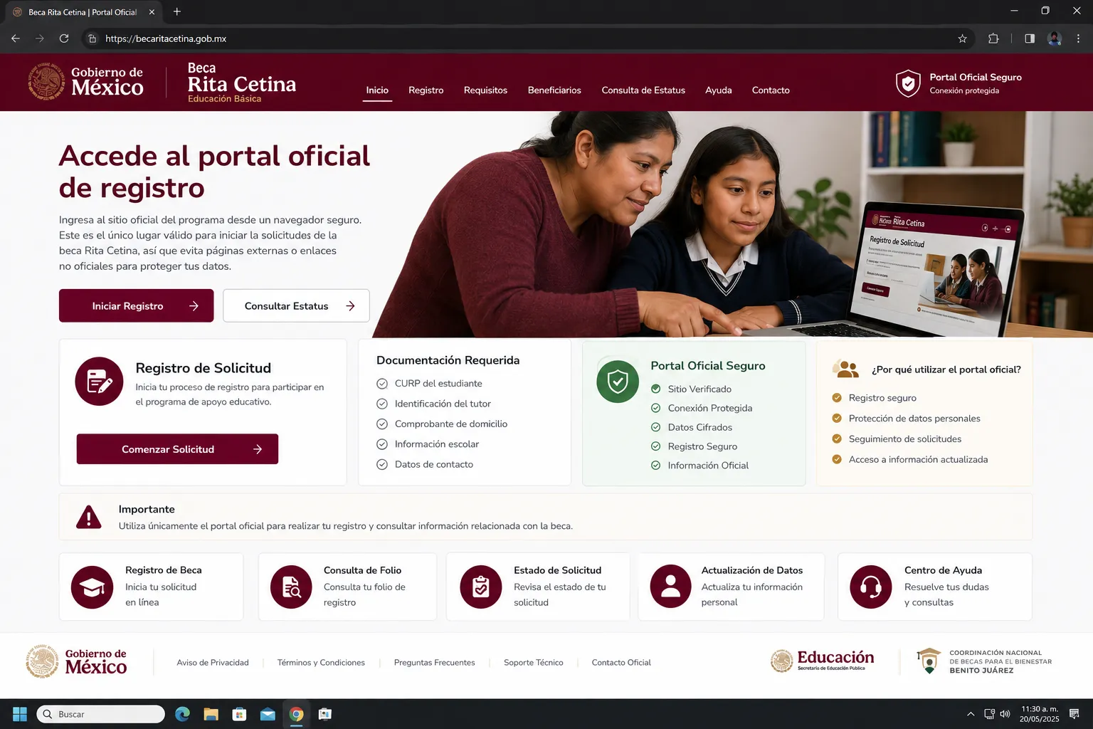 Portal oficial de registro