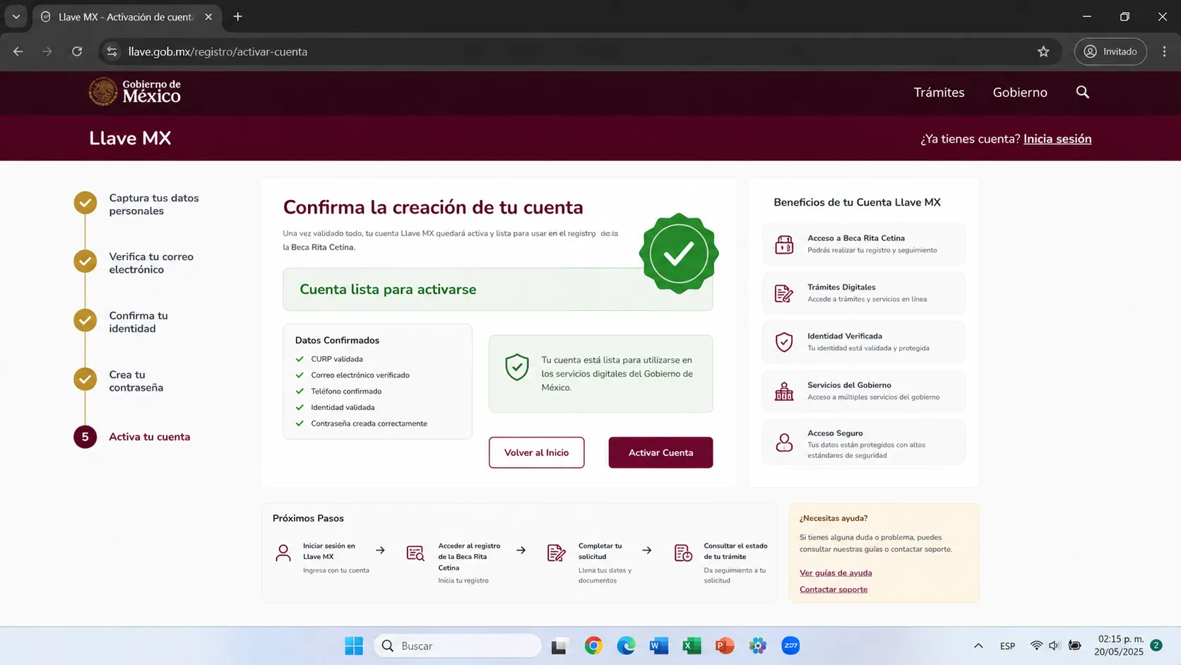 Confirmación de cuenta