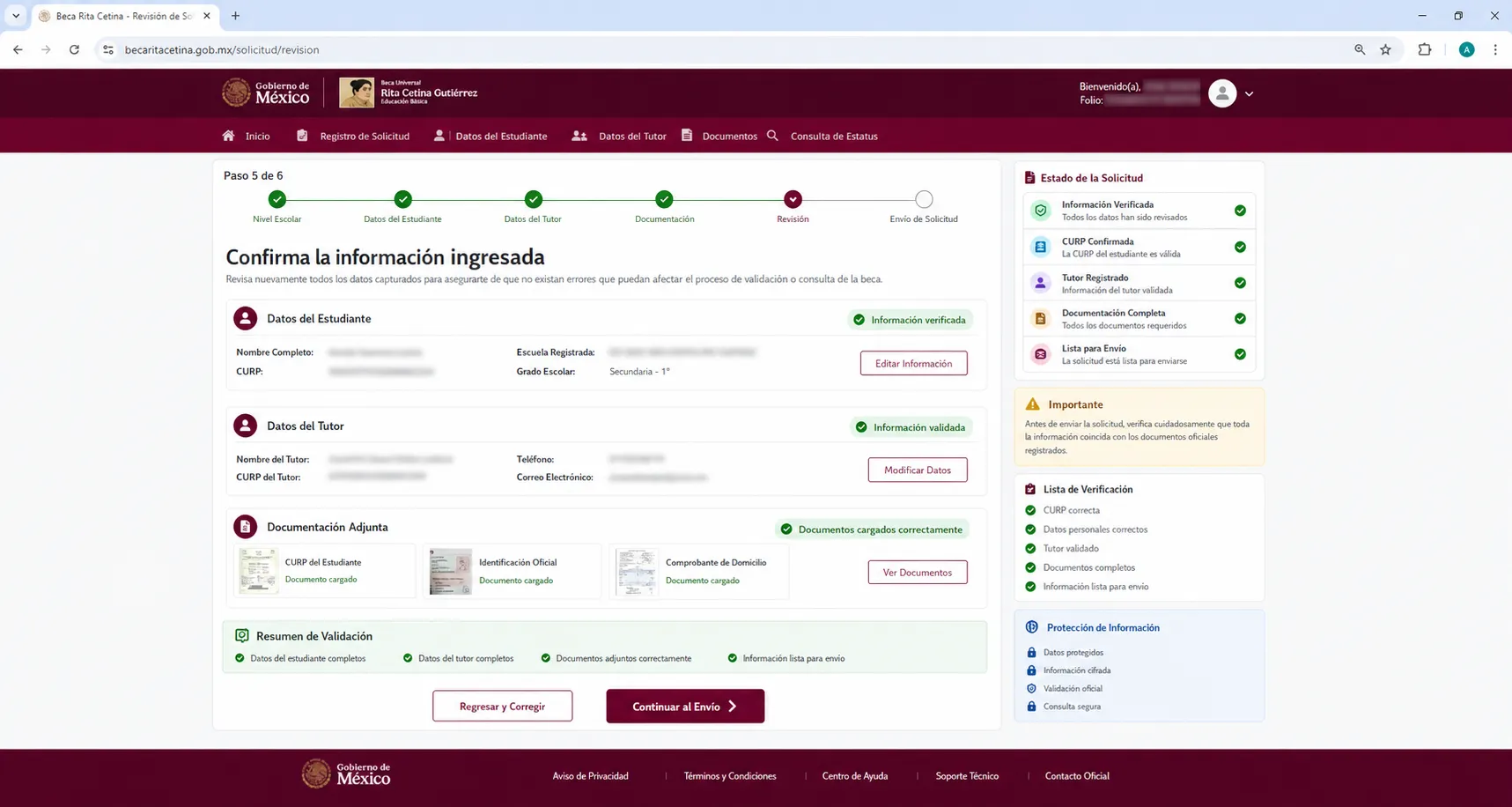 Confirma la información ingresada