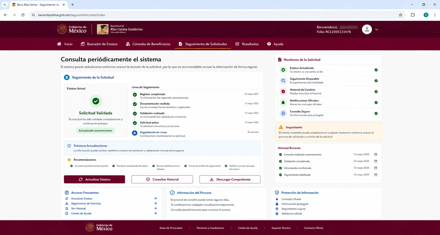 Consulta periódicamente el sistema