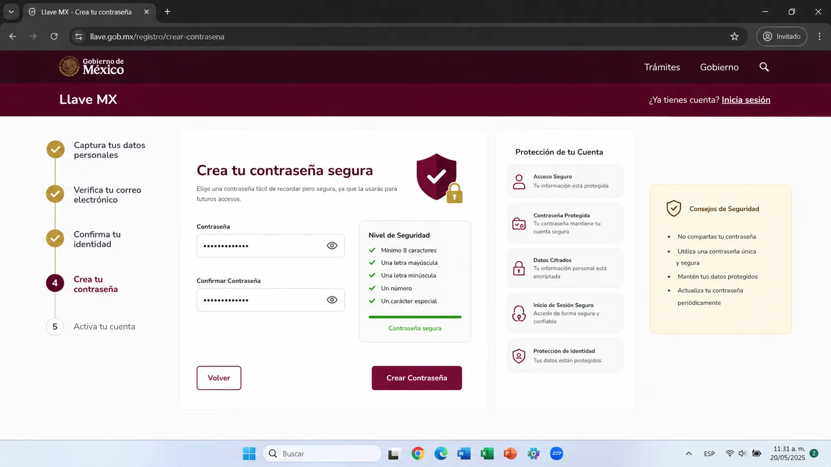 Crear contraseña segura