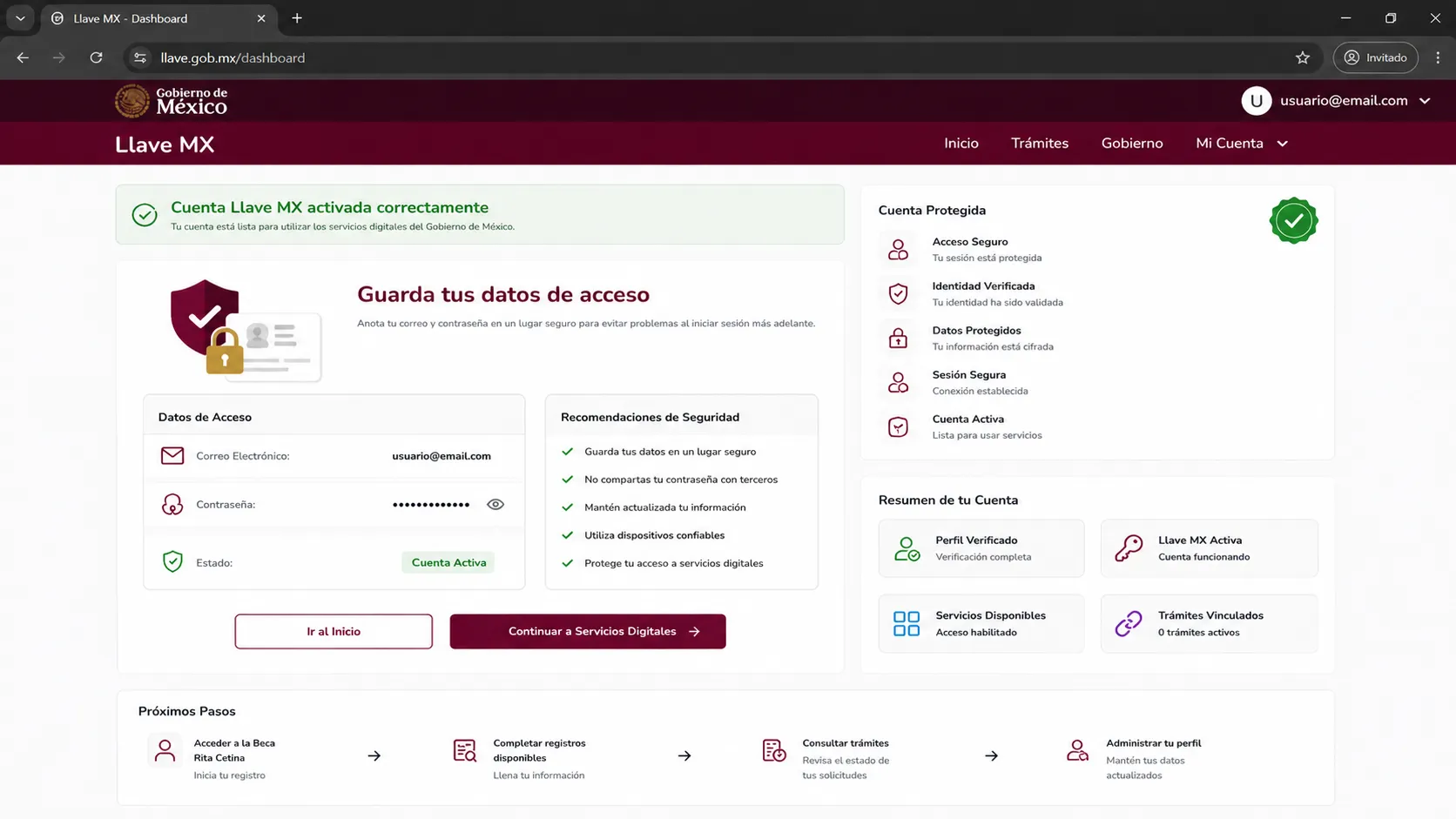 Guardar datos de acceso