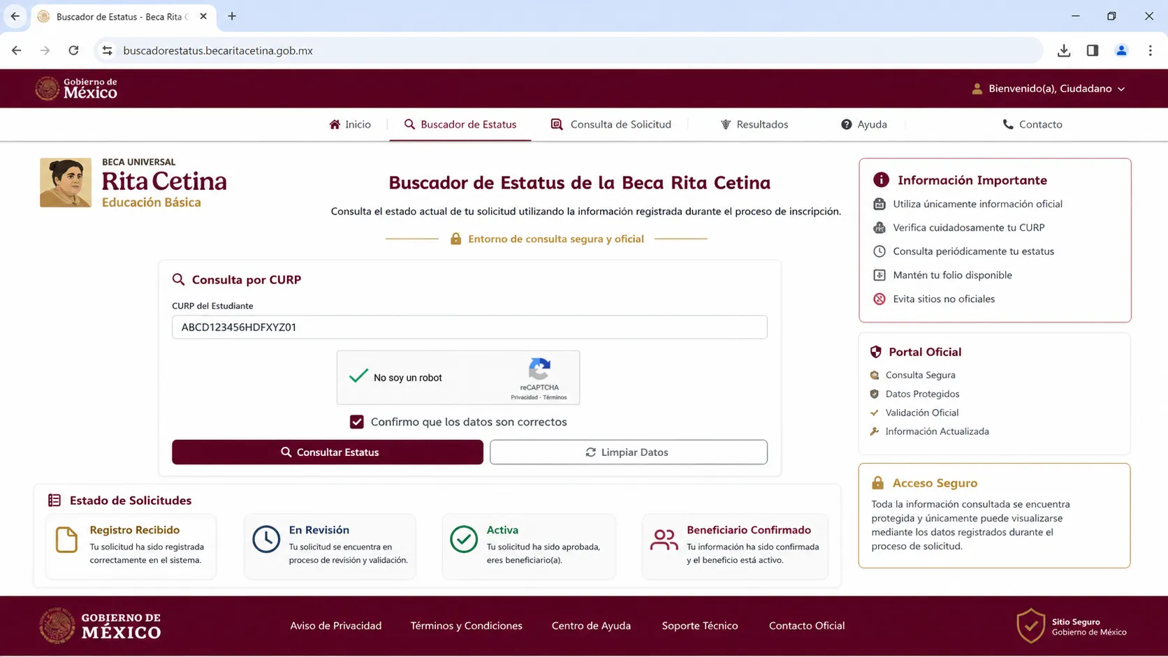 Ingresa al portal oficial