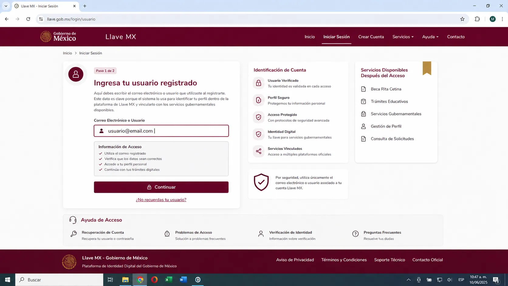 Ingresar usuario registrado